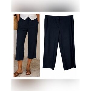 J Jill Womens Crop Ankle Pants Size 18 Capsule Beach Coastal Euro Summer Black